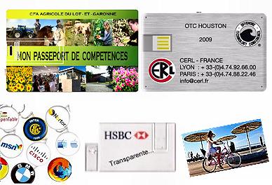 cl�s USB publicitaires format carte de visite ou usb carte de cr�dit