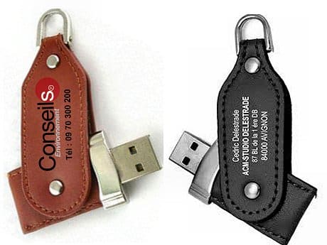 cle usb personnalisee en cuir twister