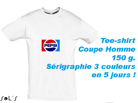 Tee-shirt blanc personnalisé avec SERIGRAPHIE 3 couleurs