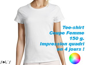 Tee shirt personnalisé coton blanc coupe femme