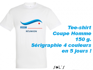 Tee-shirt blanc avec marquage sérigraphie 4 couleurs