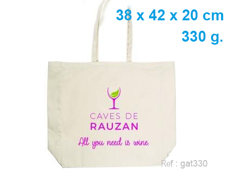 Sac CABAS publicitaire coton soufflet 38 x 42 x 20 cm - 330 g