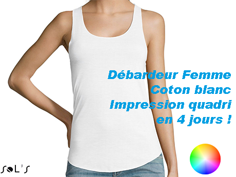 Débardeur personnalisé Femme coton blanc