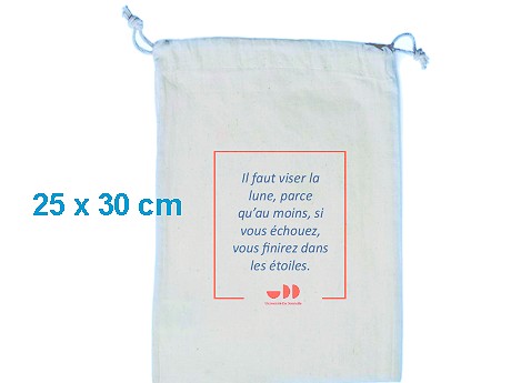 Pochon publicitaire coton blanc format 25 x 30 cm